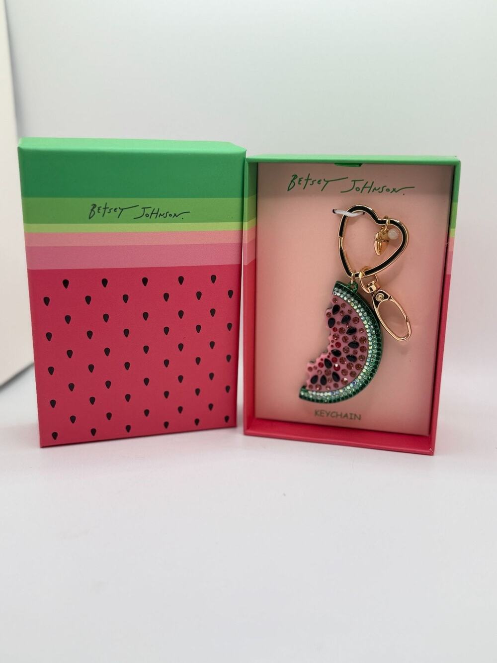 Betsey Johnson Crystal Watermelon Keychain With Gift Box